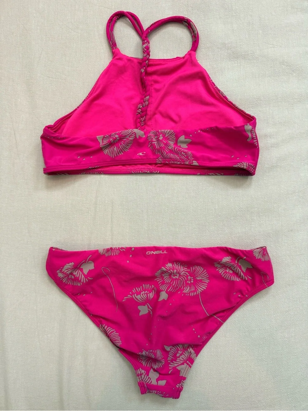 Girls' Hot Pink Floral Two-Piece Swim Bikini